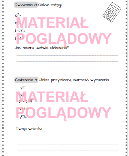 Kalkulator. Karta pracy. Na początek. Na rozgrzewkę. Pierwsza lekcja.