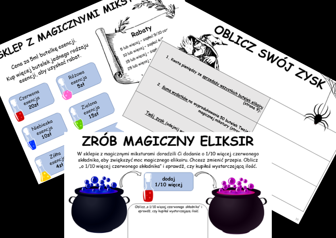Projekt matematyczny Halloween UŁAMKI ZWYKŁE - Magiczny Eliksir – Nauczanie Oparte na Projektach (PBL) dla kl. 5-8