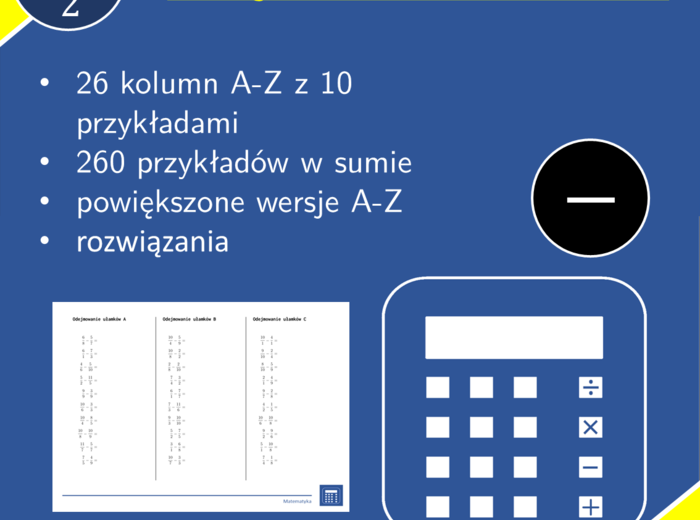 Odejmowanie ułamków | matematyka | 26 kolumn