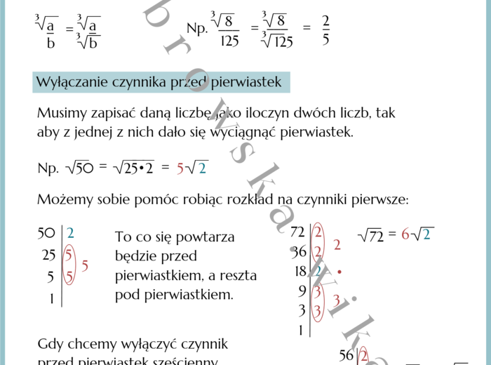 Pierwiastki - najważniejsze informacje i wzory
