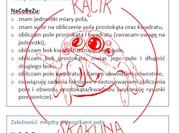 MATEMATYKA KL.5: NaCoBeZu (Zeszyt OK) - gotowe wklejki do zeszytu z możliwością zaznaczania przez uczniów poziomu zrozumienia danego zagadnienia