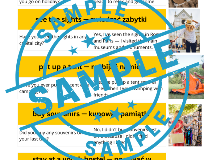 Brainy 7 Unit 3 - grammar and speaking practise - Karty Pracy - Holiday Activities and Accommodation