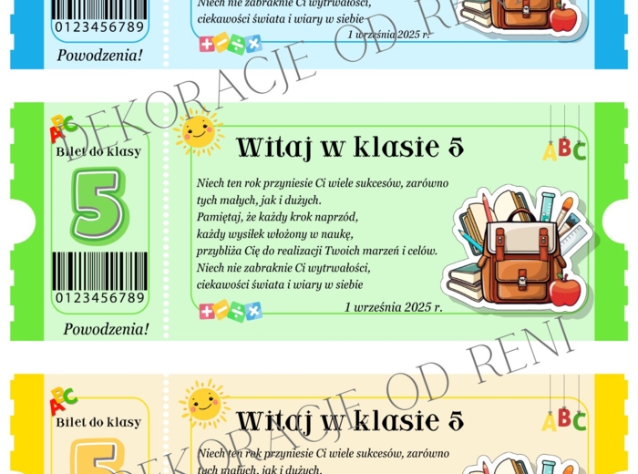 Bilet Powitalny do Klasy 5