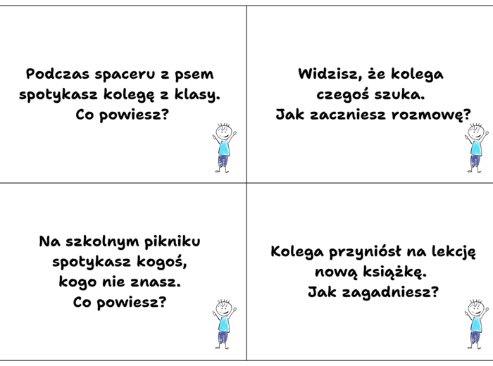 Trening Umiejętności Społecznych - karty reakcji.