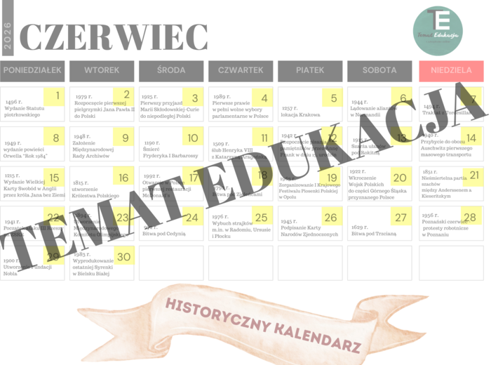 HISTORYCZNY KALENDARZ 2025-2026