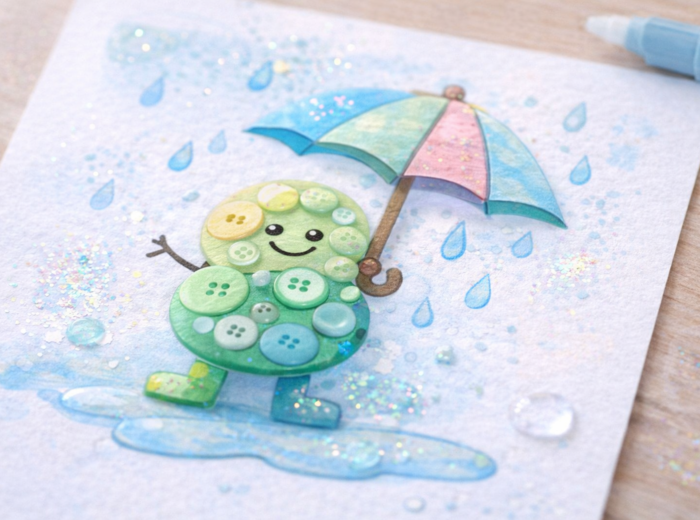 Deszczowe stworki z guzików