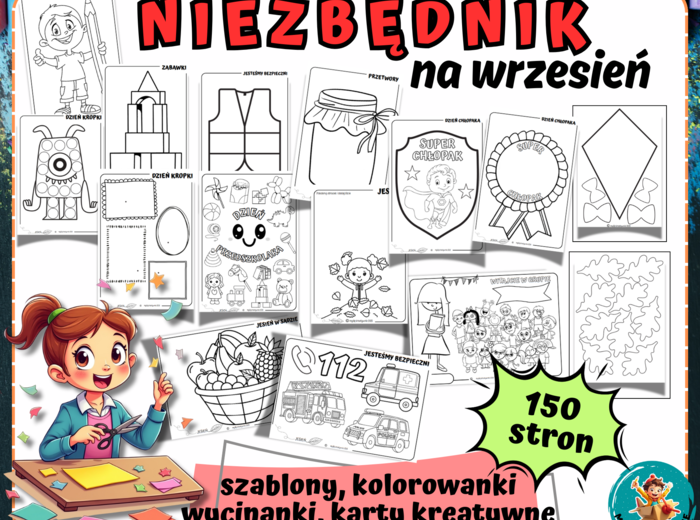 NIEZBĘDNIK NA WRZESIEŃ - SZABLONY, KOLOROWANKI, KARTY - DZIEŃ: KROPKI, CHŁOPAKA, JESIENI, LIŚCIA