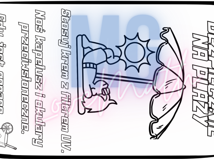 Bezpieczne wakacje - gazetka - prezentacja, napis, kolorowanki