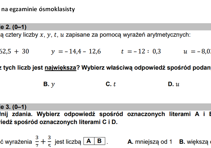 Ułamki na egzaminie ósmoklasisty CKE