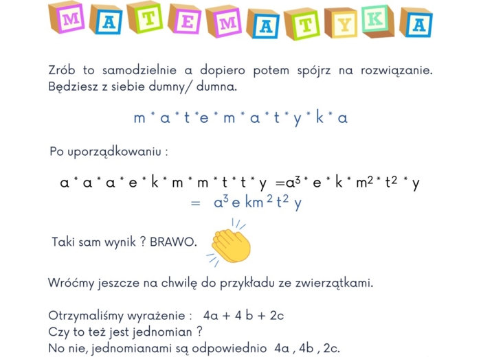 WYRAŻENIA ALGEBRAICZNE - z Matixem do E8