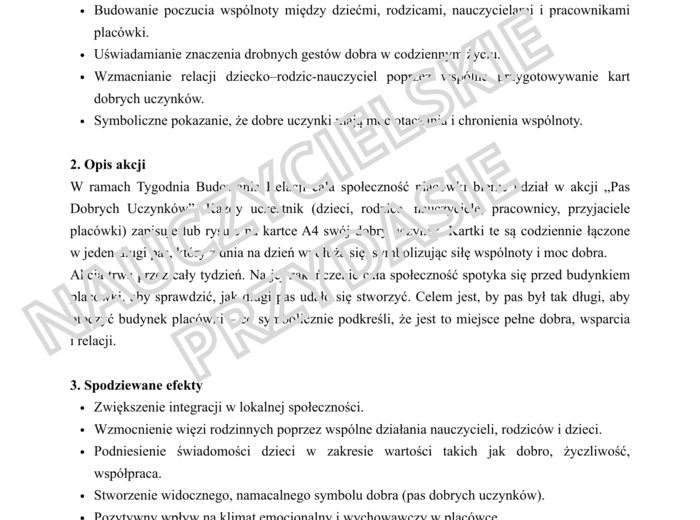 Tydzień Budowania Relacji w przedszkolu- działanie, gazetka, ulotki
