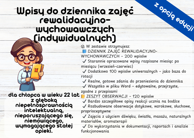 Wpisy do dziennika zajęć rewalidacyjno-wychowawczych (indywidualnych) WPISY DO ZESZYTU OBSERWACJI