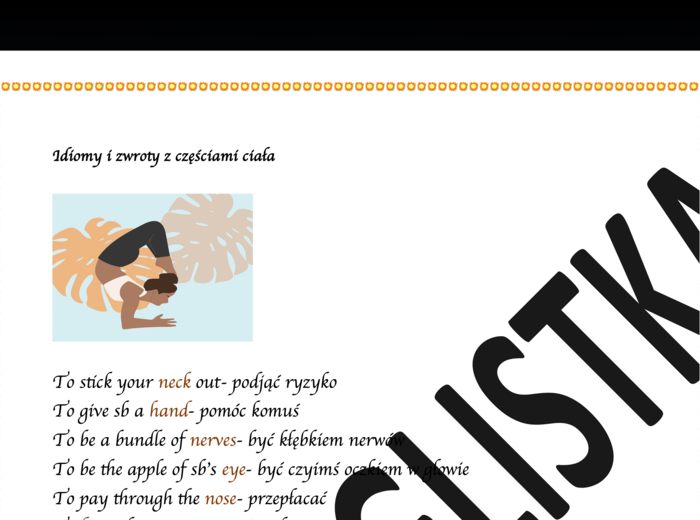 Idiomy, powiedzenia i zwroty z częściami ciała