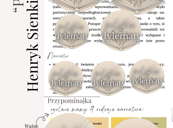 H. Sienkiewicz "Potop" - opracowanie maturalne - 17 stron
