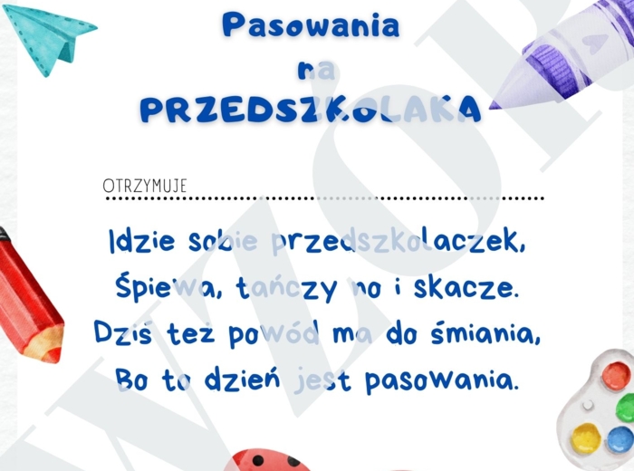 Dyplom pasowanie na przedszkolaka motyw biedronka