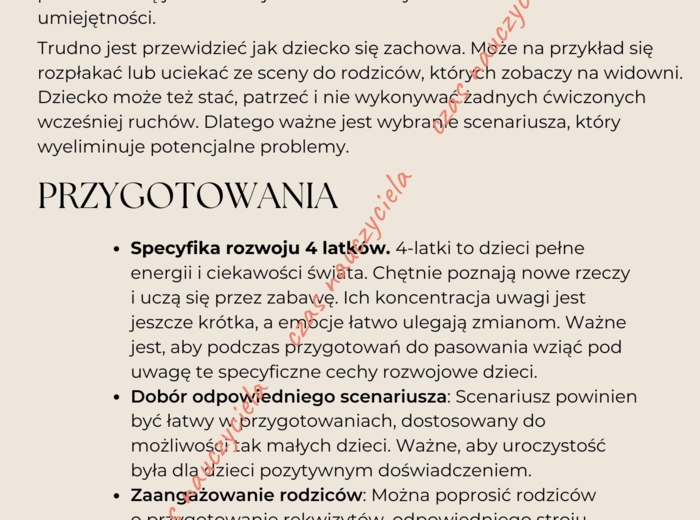 Scenariusz pasowania na przedszkolaka - dwie wersje. Piękna oprawa muzyczna i taneczna.