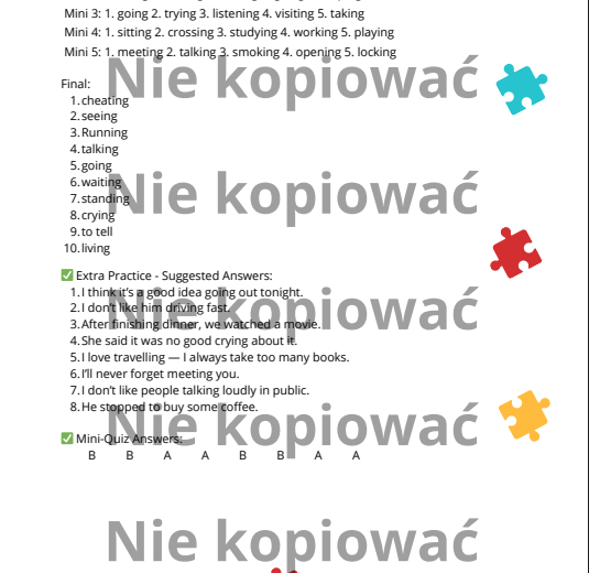 🧾Karta pracy Mastering -ING Forms – Complete Lesson (B1)