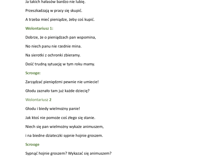 Opowieść wigilijna - scenariusz przedstawienia klasy 4-8 i starsze