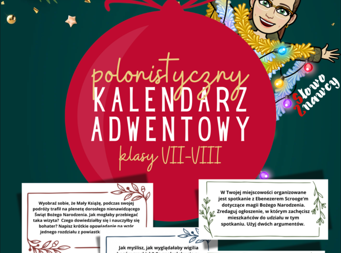 Polonistyczny kalendarz adwentowy dla klasy 7 i 8. Aż 43 zadania!