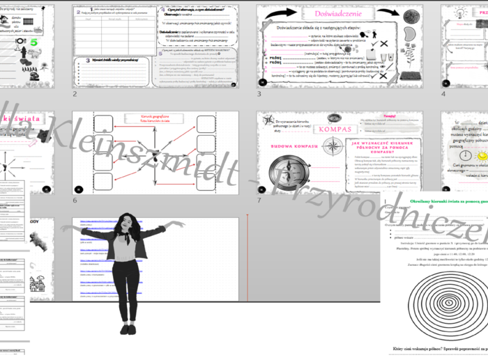 Zestaw kart pracy + 8 gratisowych linków do lekcji multimedialnych - niekomercyjnych wykonanych w genial.ly do indywidualnego pobrania i użycia do celów niekomercyjnych z PRZYRODY do klasy 4 – dział I „Poznajemy warsztat przyrodnika” wykonanych w power p