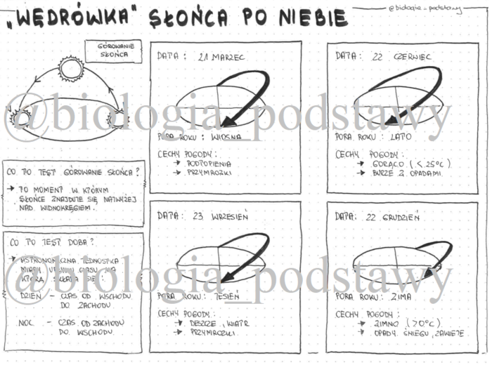 Klasa 4 - Wędrówka Słońca po niebie - sketchnotka