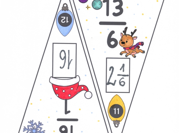 Ułamki niewłaściwe - ułamkowa girlanda świąteczna