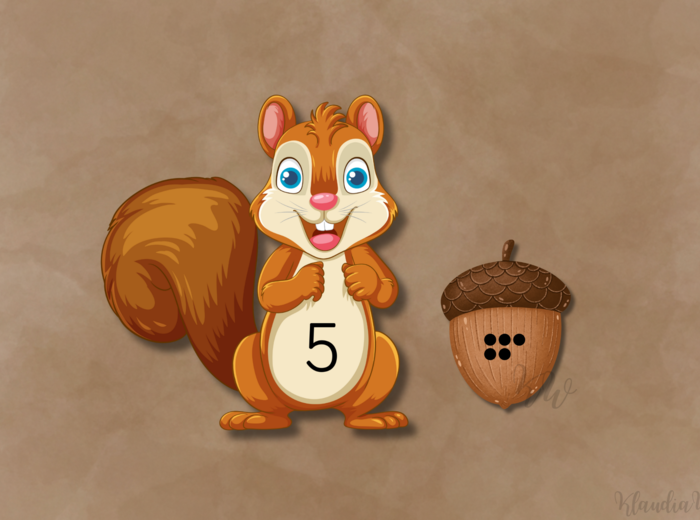 Liczenie do 10 - wiewiórki i żołędzie