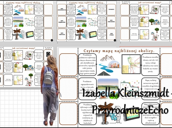 Notatka okienkowa/stacja zadaniowe/notatka/notatka graficzna/karta pracy/sketchnotka „Czytamy mapę najbliższej okolicy” w pdf. Geografia 5, dział „Mapa Polski”. Materiał wykonany na podstawie podręcznika z wydawnictwa Nowa Era – nowość 2024/2025.