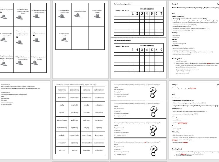 Kapelusz za 100 tysięcy - scenariusze lekcji, karty pracy, karty do gry. Lektura dodatkowa .