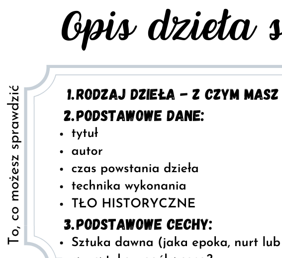 Opis dzieła sztuki -Zestaw