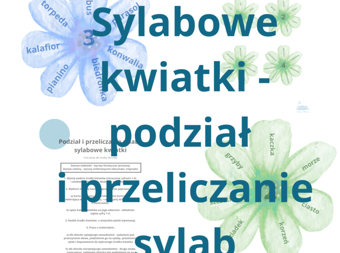 Sylaby - sylabowe kwiatki, gra w podział na sylaby