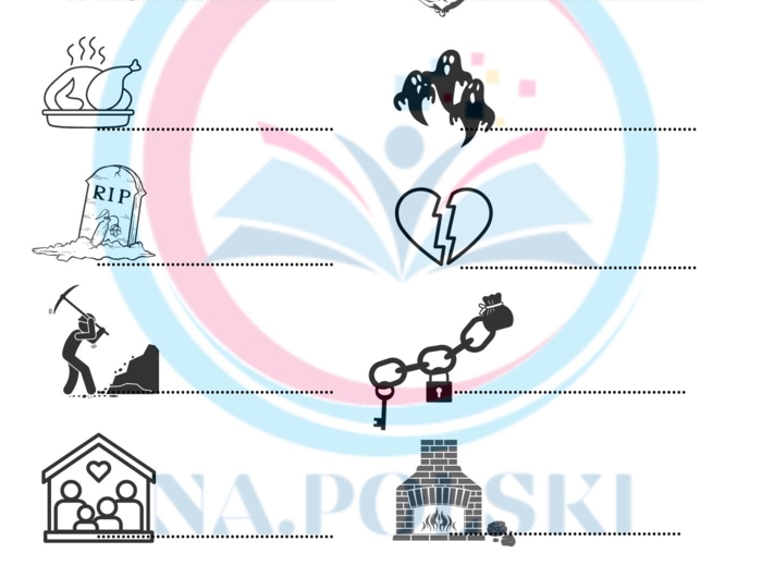 "Opowieść wigilijna" - ikonki skojarzeniowe.