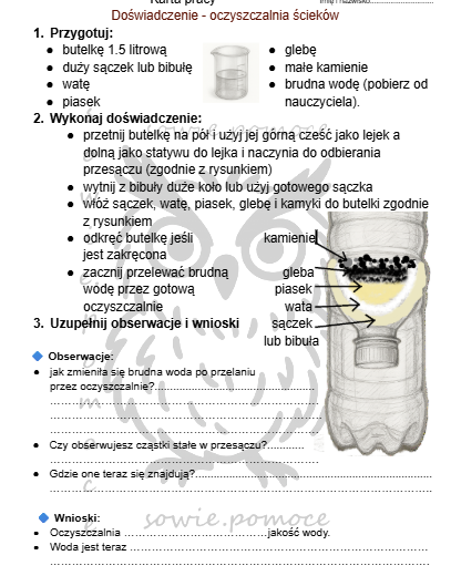 Doświadczenie - oczyszczalnia ścieków