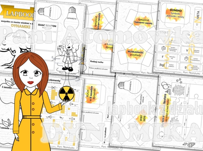Klasa 7. Fizyka. Dynamika. Lapbook - Wszystko co musisz wiedzieć o zasadach dynamiki Newtona. MOC powtórki.