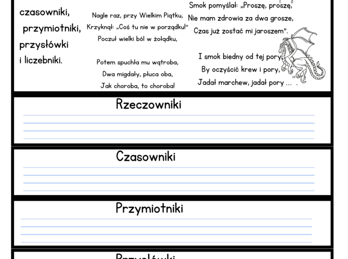 Wyszukujemy części mowy