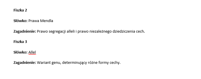 Fiszki- genetyka klasyczna