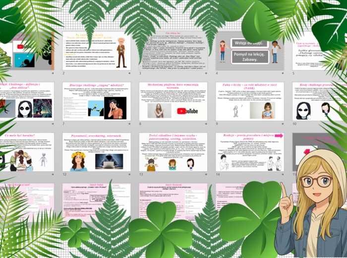 Prezentacja multimedialna w PowerPoint „Czy challenge są dobrą drogą rozwoju?". Edukacja zdrowotna. Klasa 7. Dział „Nasze zachowania ryzykowne”.