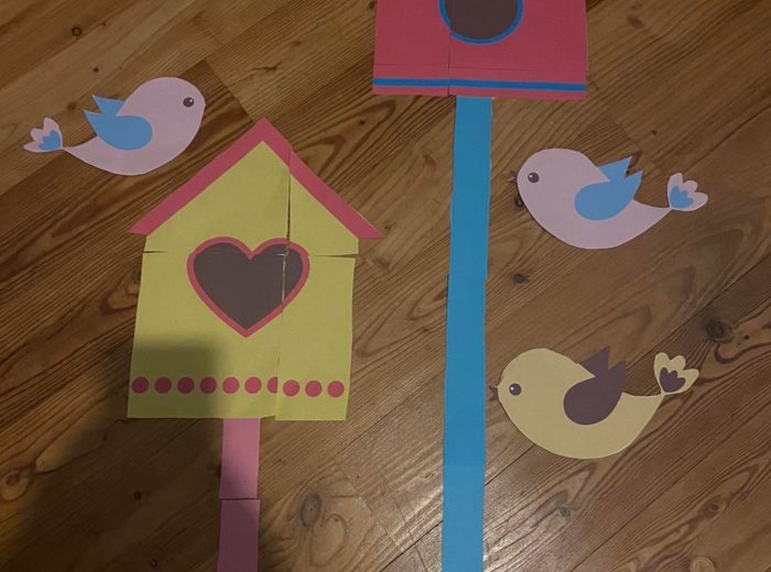 Domki dla ptaszków - dekoracja wiosenna xxl na drzwi