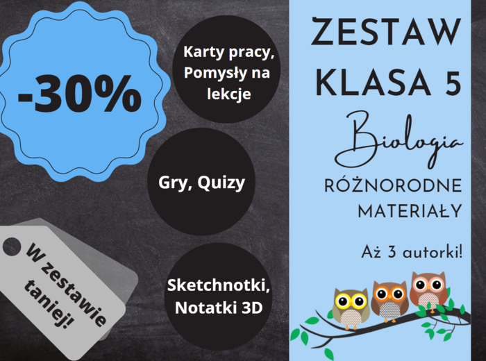 Pakiet materiałów z biologii do klasy 5 - cały rok w jednym zestawie!