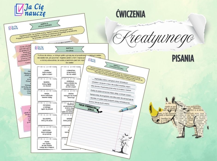 Kreatywne pisanie: Zestaw 12 plansz ćwiczeniowych dla szkoły podstawowej