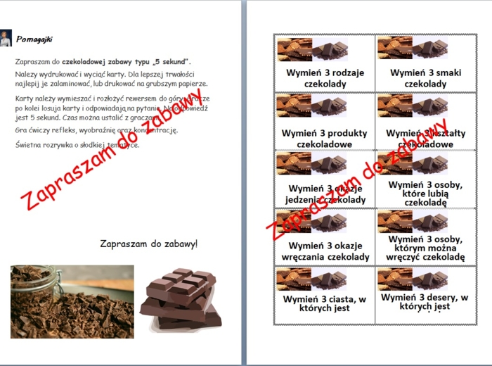 ?Czekoladowa gra typu 5-sekund