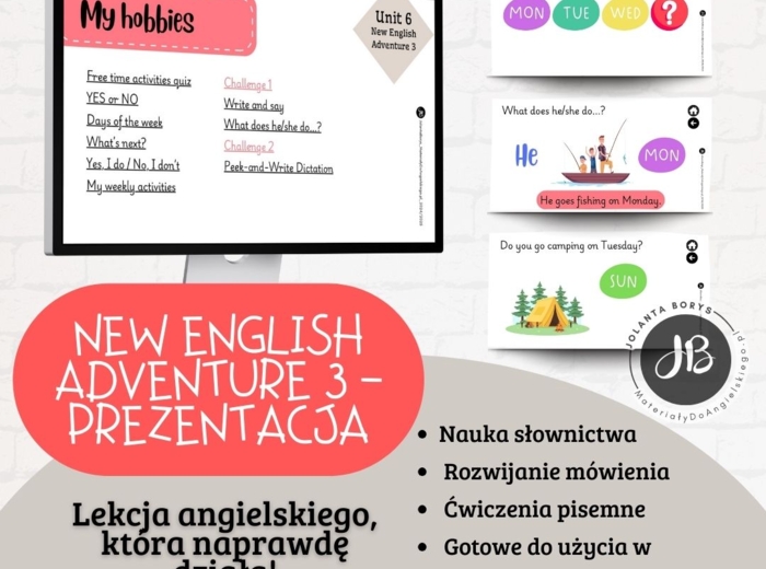 Prezentacja New English Adventure 3 – Unit 6 My hobbies