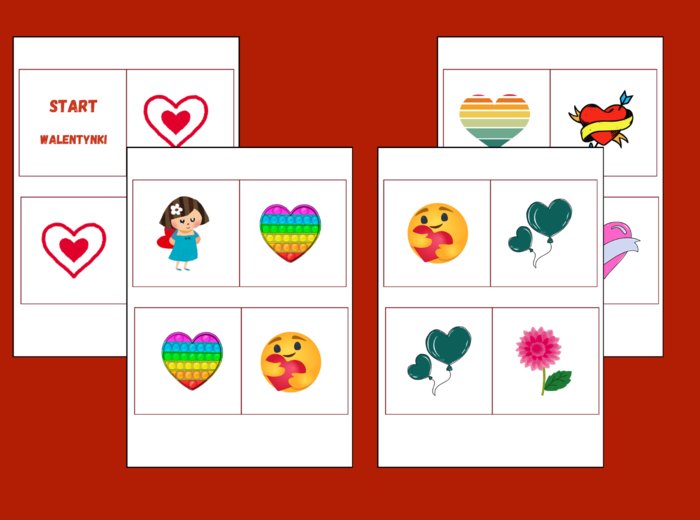 WALENTYNKI – DOMINO PODŁOGOWE – 26 szt. – biblioteka – świetlica – przedszkole