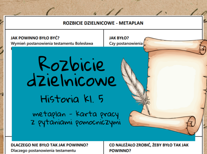 Rozbicie dzielnicowe Polski - karta pracy historia klasa 5