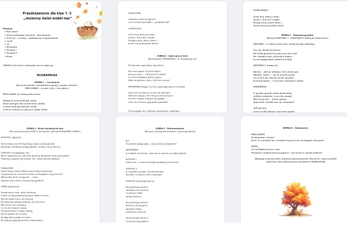 Scenariusz jesiennego przedstawienia dla uczniów kl. 1 - 3