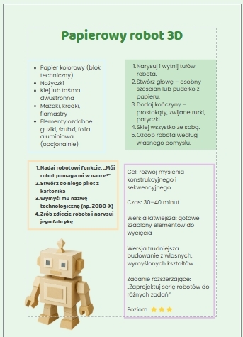 Karty z propozycjami zabaw manualnych