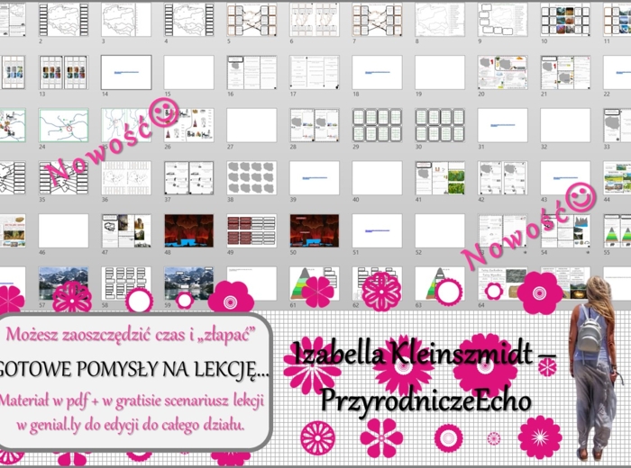 Zestaw pomysłów na lekcję/kart pracy/stacji zadaniowych/notatek/ materiałów do lekcji do działu „Krajobrazy Polski” w pdf. W gratisie dodaję niekomercyjne scenariusze lekcji/pomysły na lekcje w programie genial.ly do edycji. Geografia 5. Nowość 2024/2025