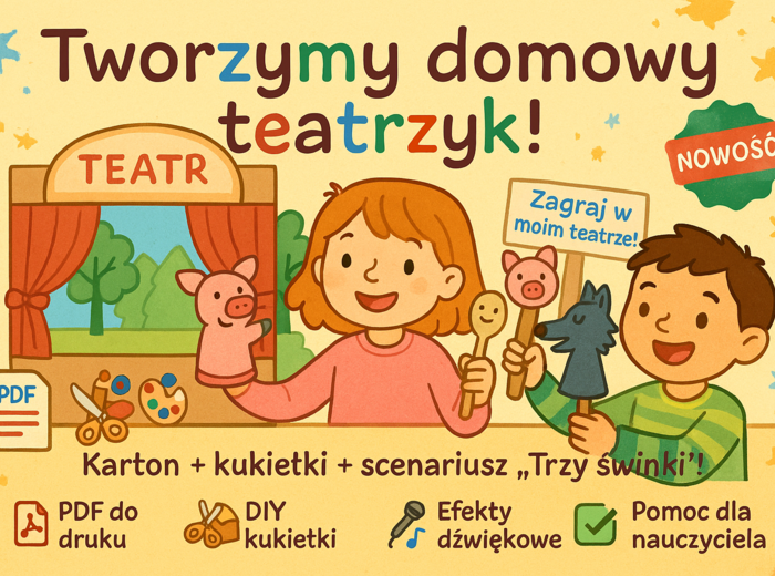 Tworzenie domowych teatrzyków z kartonów i kukiełek.