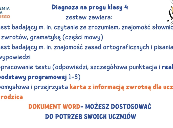 Diagnoza z polskiego na progu 4 klasy - kompletny zestaw