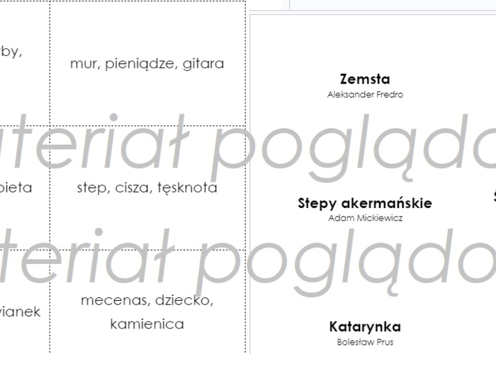 Gra w skojarzenia - Lektury Powtórka przed egzaminem